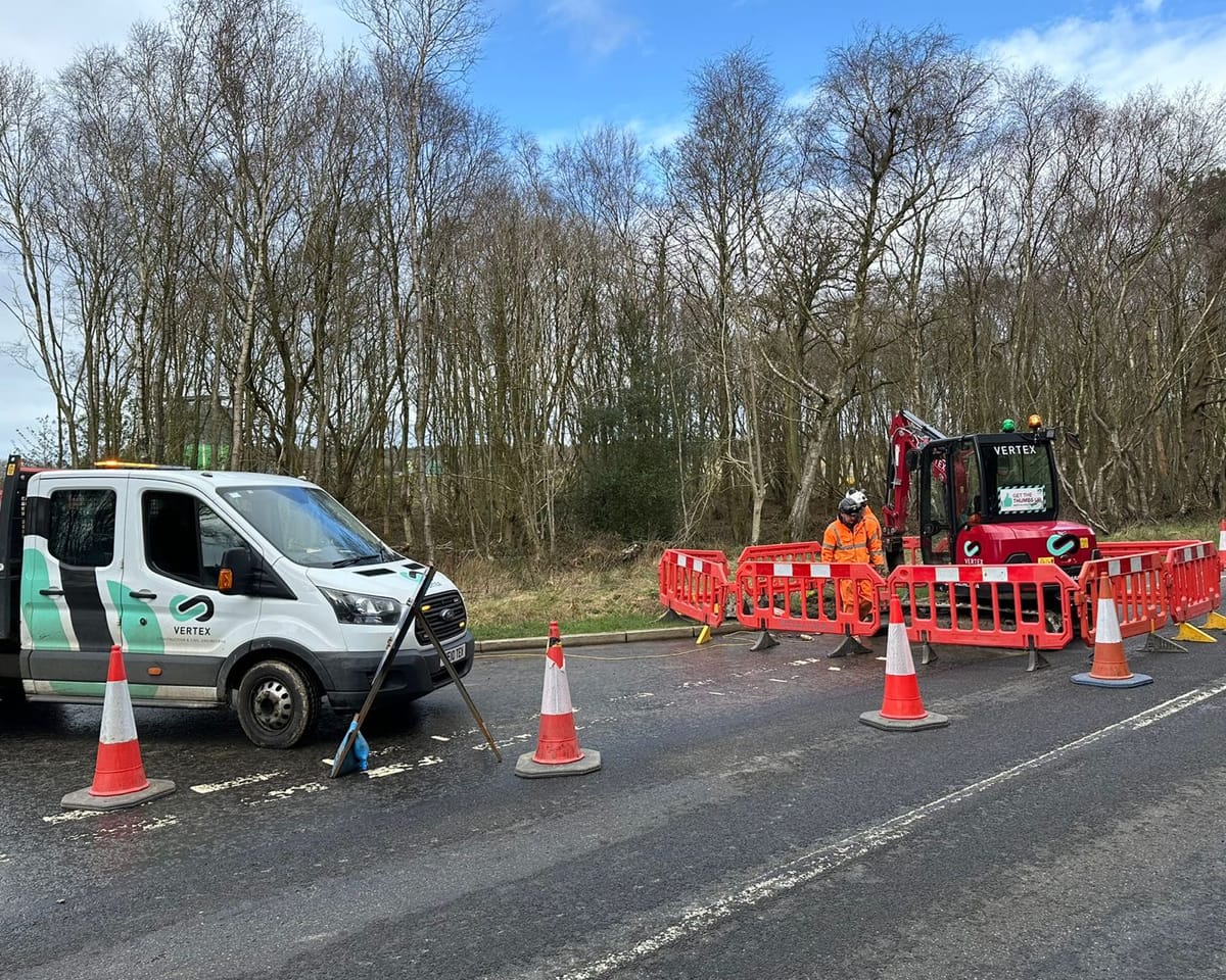 Highway maintenance works with traffic management in place